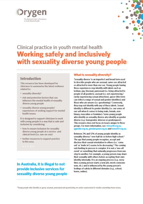 Working safely and inclusively with sexuality diverse young people