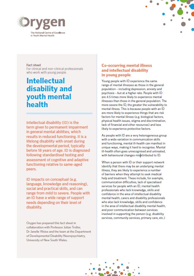 Intellectual disability and youth mental health