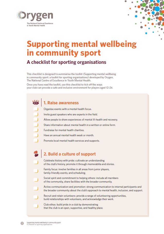 Supporting mental wellbeing in community sport