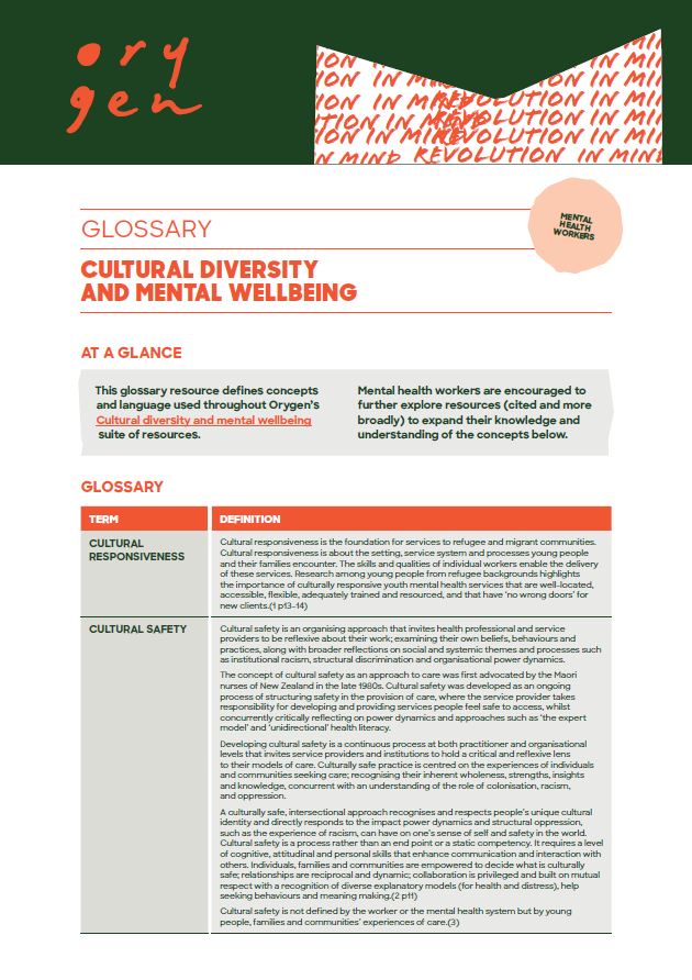 Glossary: cultural diversity and mental wellbeing