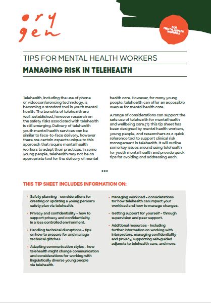 Managing risk in telehealth: tips for mental health workers