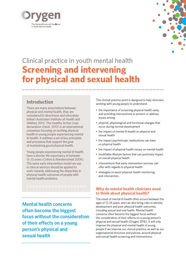 Screening and intervening for physical and sexual health