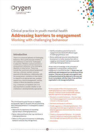 Addressing barriers to engagement - Working with challenging behaviour