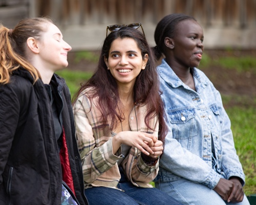 Three young women chatting